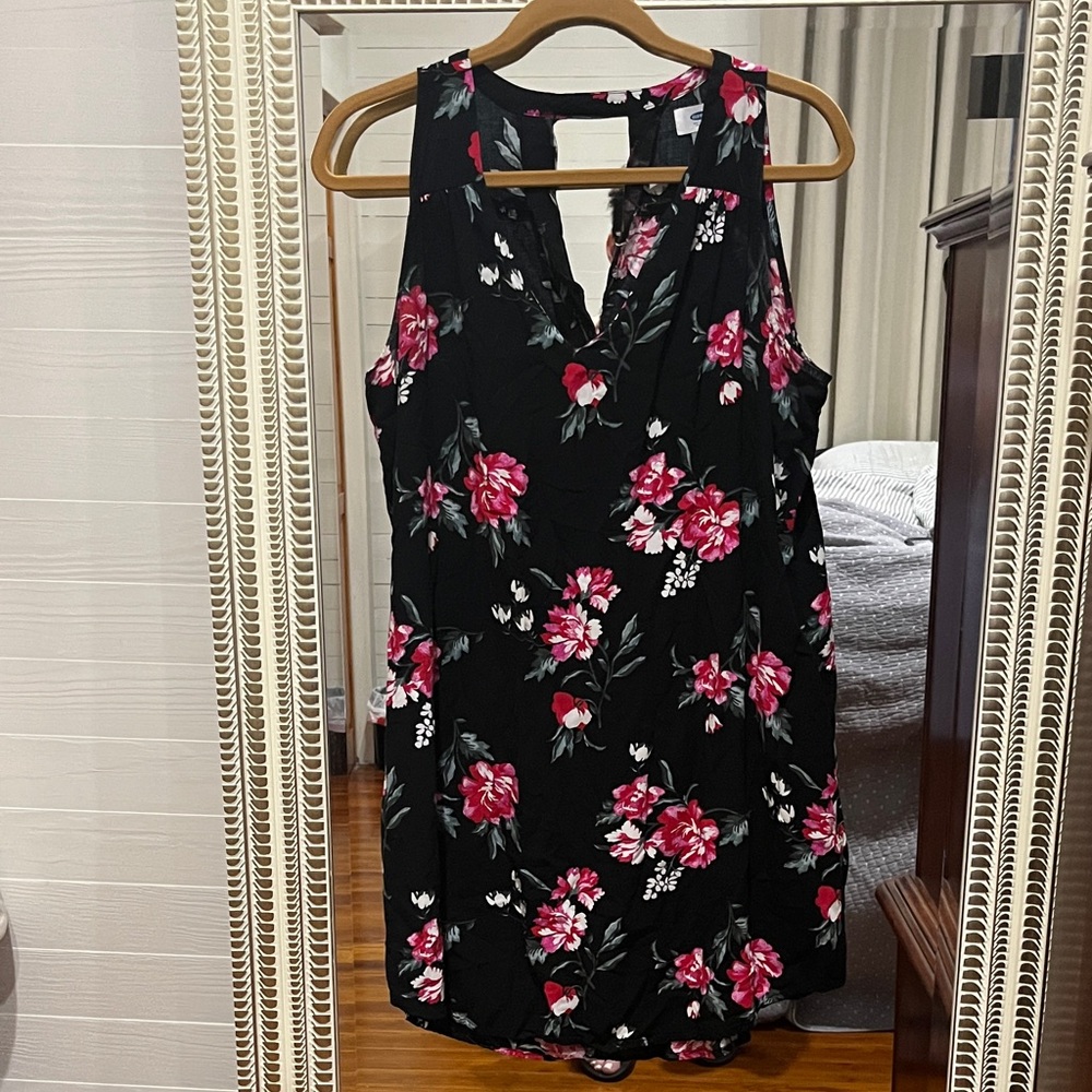 Old Navy Black and Pink Floral Mini Dress